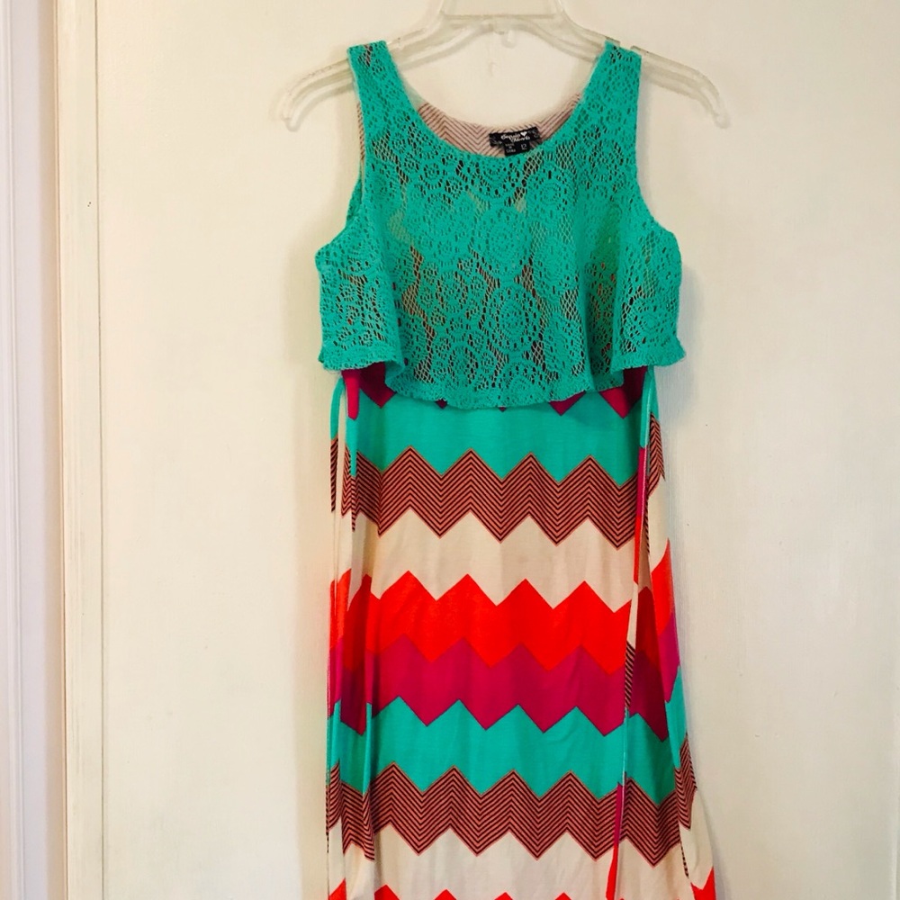 Girls Sz 12 Long Dress Chevron